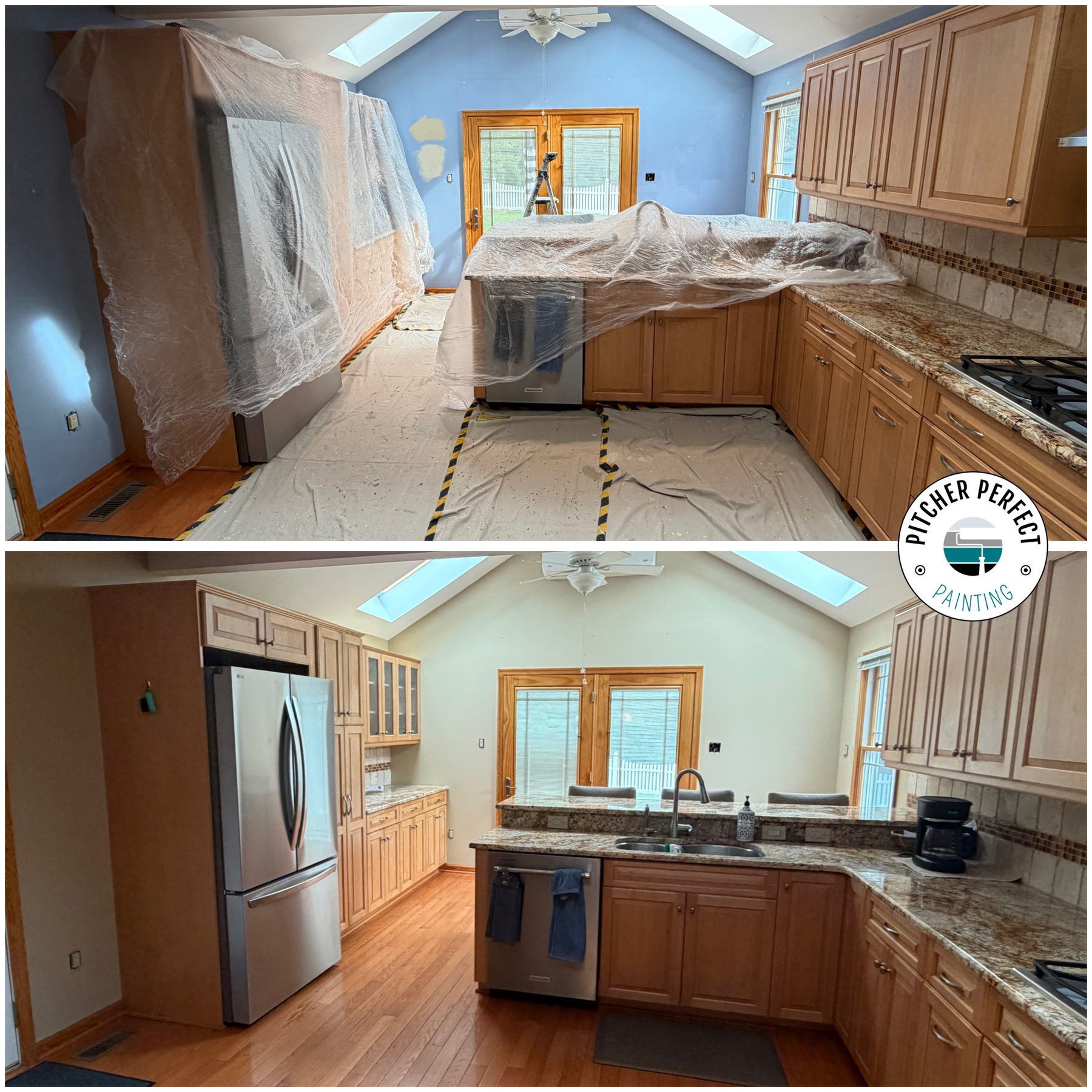 A kitchen before and after painting by Pitcher Perfect Painting